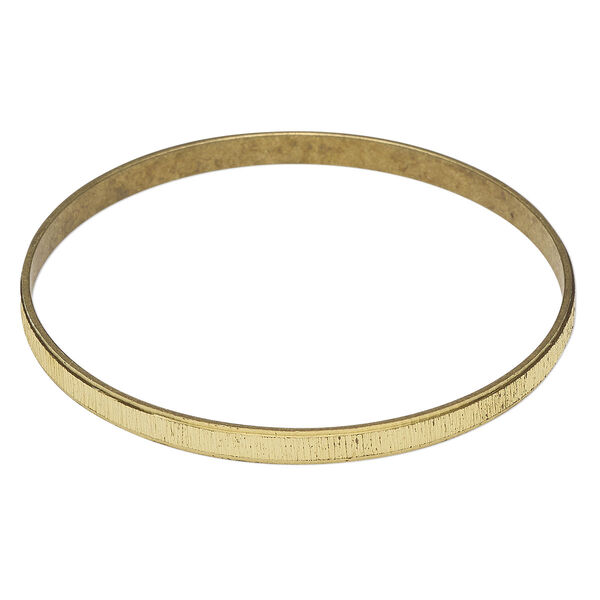 Bracelet, bangle, antique brass-finished brass, textured, 4.8mm wide, 8 inches. Sold individually. image number 0