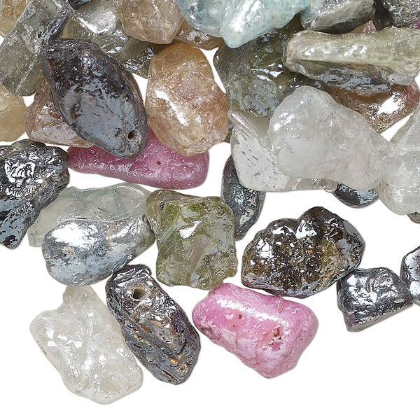 Multi-gemstone 1pkg1, hand-cut top-drilled chip / nugget bead 4 oz mix medium to extra-large / mini to medium image number 0