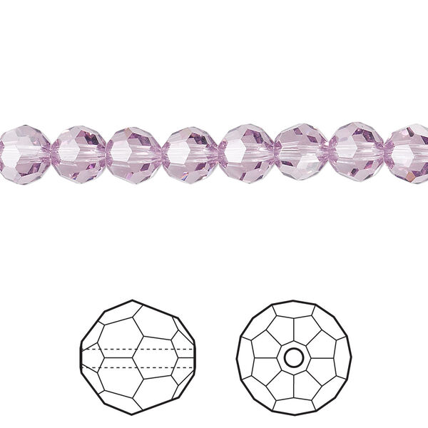 Bead 12pk light amethyst, Crystal Passions® 6mm round 5000 image number 0