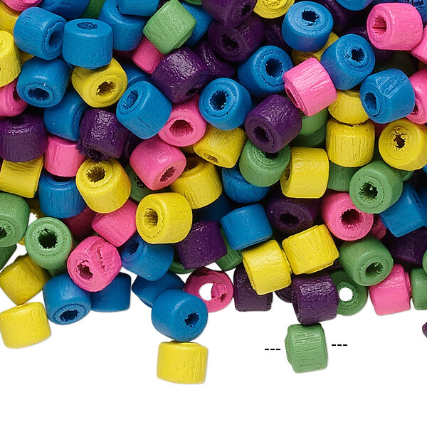 Bead mix, painted wood, mixed colors, 5x4mm heishi. Sold per 400-gram pkg, approximately 8,000 beads. image number 0