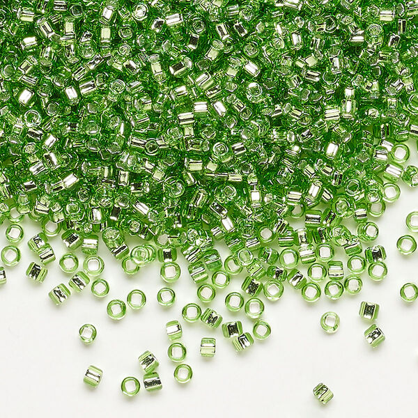 Seed bead, Dyna-Mites™, glass, pkg/1/2kg, #11 round, transparent silver-lined lime, (79:SR 11/0 SR). image number 0