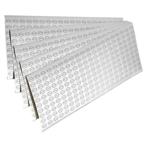 Adhesive label, paper, silver and black, 1/2 x 5/16 inch oval with "STERLING SILVER." Sold per pkg of 1,000.