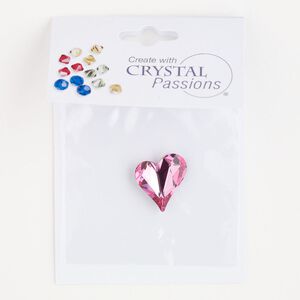 Fancy stone 1pk rose foil back, Crystal Passions® 17x15.5mm sweet heart 4809