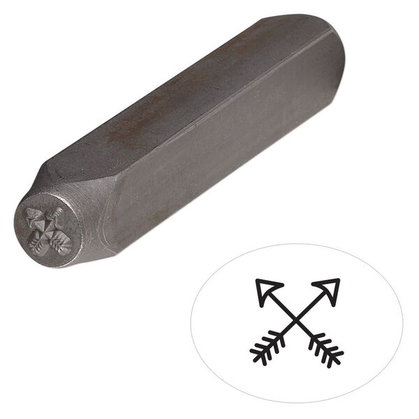 Stamp punch, tempered chrome vanadium steel, 5x5mm crossed arrows, 2-3/4 x 3/8 inches. Sold individually. image number 0