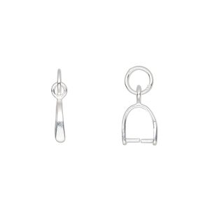 Bail, ice-pick, sterling silver, 16.5x2mm with6.5 grip length and soldered jumpring. Sold individually.