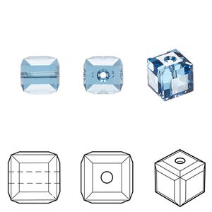 Bead 96pk ice blue, Swarovski® ReCreated™ 8mm cube 5601