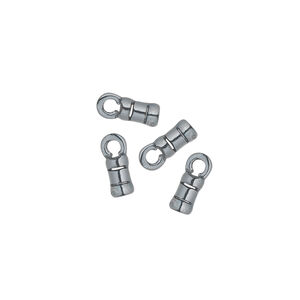 Crimp end 1pkg4 gunmetal-plated pewter, 6x3mm tube / loop / 1.7mm inside diameter, JBB Findings
