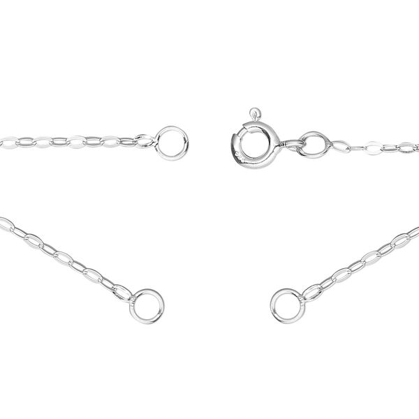 Sterling silver 1pkg1, 1.1mm flat cable chain necklace component, 18.75 inch / 5mm springring clasp / 3.5mm jump ring image number 0