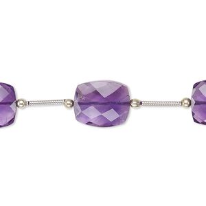 Amethyst 1pkg5, hand-cut faceted rectangle bead natural 12x10mm-14x10mm