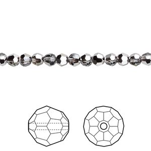 Bead 720pk crystal light chrome, Swarovski® 4mm round 5000
