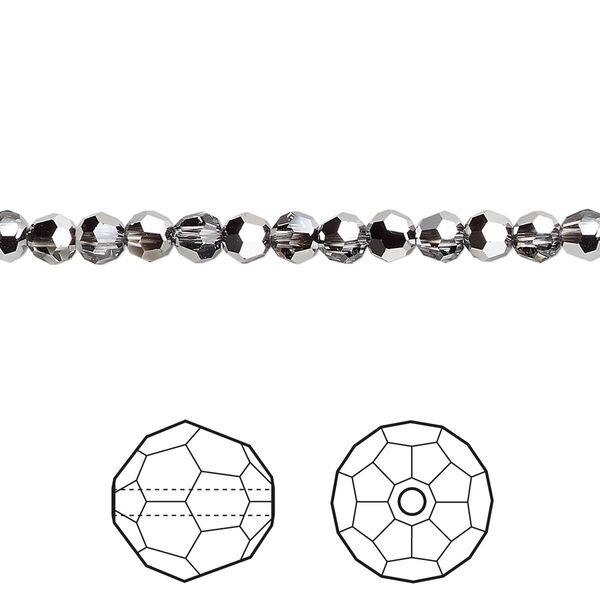 Bead 720pk crystal light chrome, Swarovski® 4mm round 5000 image number 0