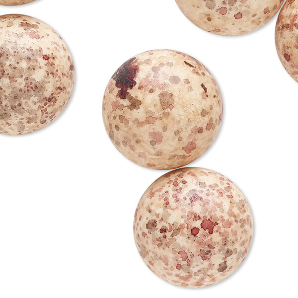 Cabochon, coated acrylic, opaque beige and multicolored, 18mm non-calibrated round with speckles. Sold per pkg of 10. image number 0