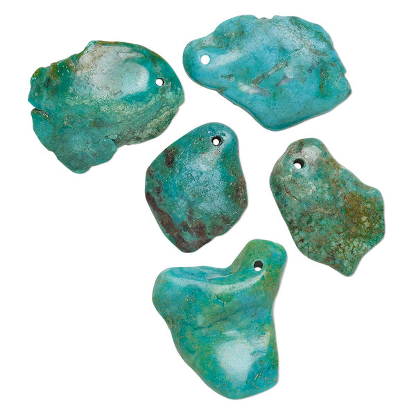 Turquoise 1pkg5, flat-sided nugget drop C grade, mix large to extra-large image number 0