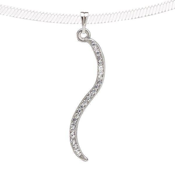 Pendant, Everyday Jewelry, silver-finished "pewter" (zinc-based alloy), 34x8mm S-curve. Sold individually. image number 0