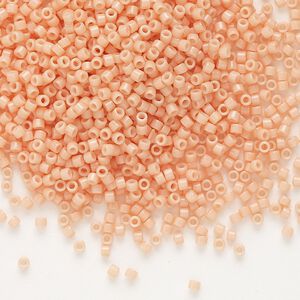 Seed bead, Delica®, glass, pkg/7.5g, #11 round, Duracoat® opaque outside dyed pale peach (DB-2111).
