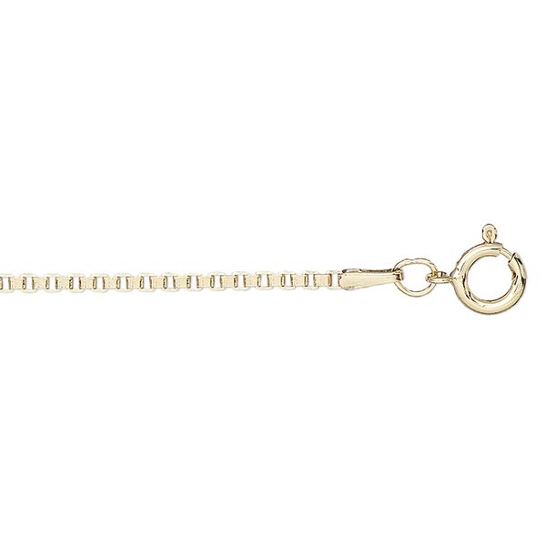 Chain, 12Kt gold-filled, 1.5mm Venetian box, 20 inches with springring clasp. Sold individually. image number 0