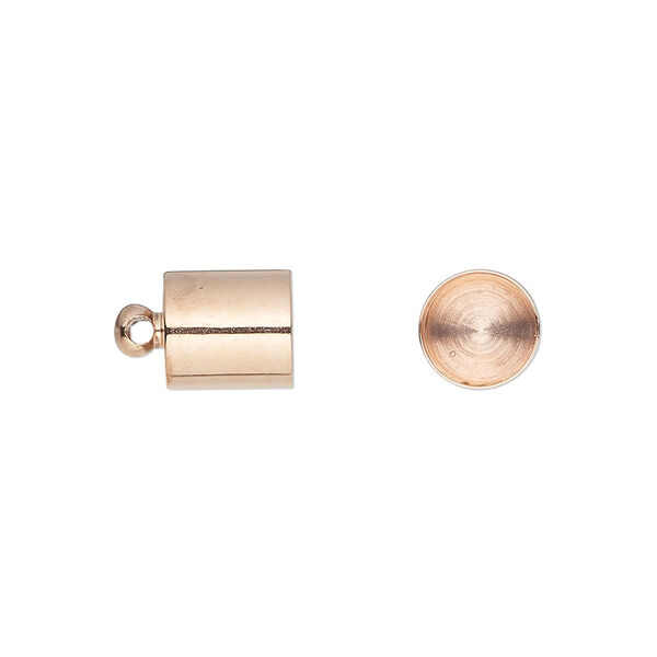 Cord end, glue-in, copper-plated brass, 8.5x8mm, approximately 7.4mm inside diameter. Sold per pkg of 10. image number 0