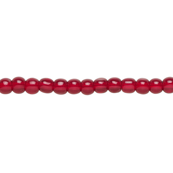 Bead, glass, red, 4mm round. Sold per 36-inch strand. image number 0
