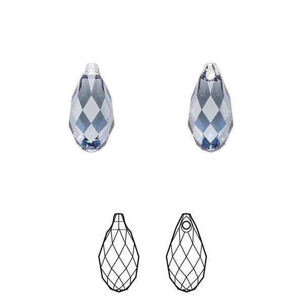 Briolette 24pk denim blue, Crystal Passions® 13x6.5mm pendant drop 6010 image number 0
