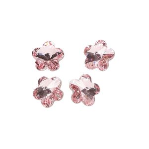 Fancy stone 4pk light rose foil back, Crystal Passions® 10mm flower 4744