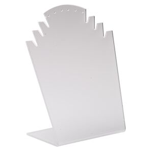 Display, necklace and earring, acrylic, frosted translucent clear, 8-1/2 x 7 x 3-1/2 inches. Sold individually.