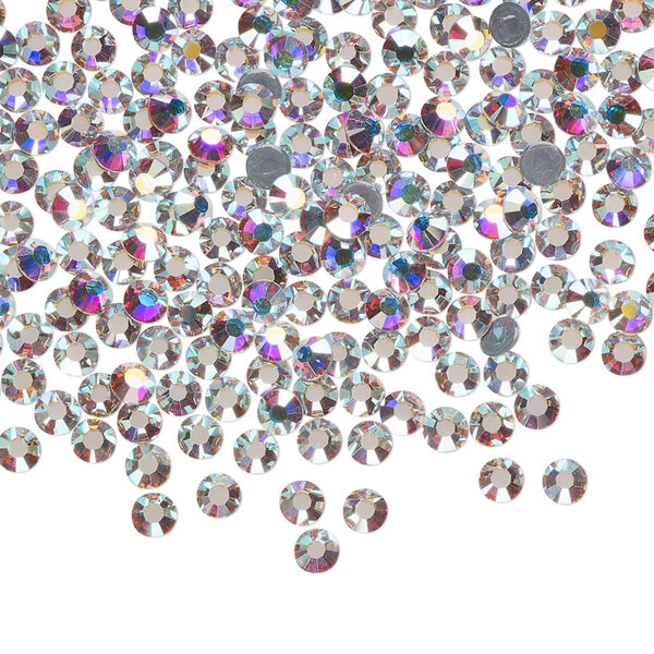 Flat back, Dance With Me™ crystal hotfix rhinestone, crystal AB, foil back, 3-3.2mm rose, SS12. Sold per pkg of 144 (1 gross). image number 0