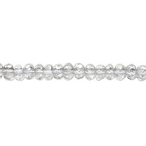 Quartz crystal 1pkg1, hand-cut faceted rondelle bead natural 15.5-16 inch 5x3mm