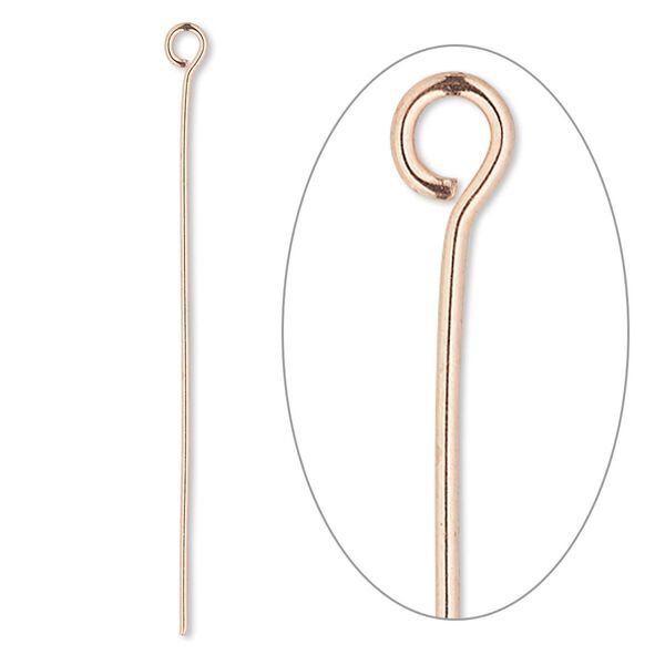 Eye pin, copper, 2 inches, 20 gauge. Sold per pkg of 50. image number 0