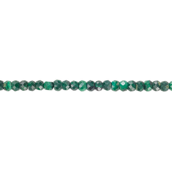 Bead malachite 1pk, 3x2mm faceted rondelle C grade natural 15.5-16 inch image number 0