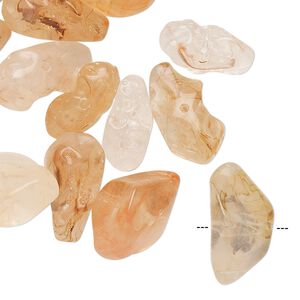 Bead mix, vintage German acrylic, marbled light peach and clear, small to medium nugget. Sold per 1-ounce pkg, approximately 45 beads.