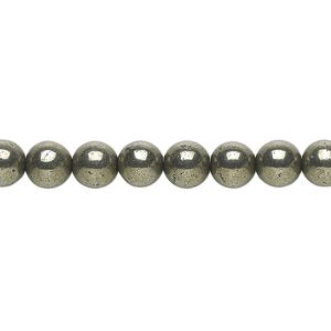 Pyrite 1pkg1, round bead 15.5-16 inch 6mm