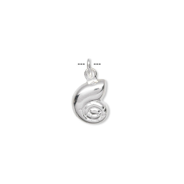 Charm, sterling silver, 11x9mm shell. Sold per pkg of 2. image number 0