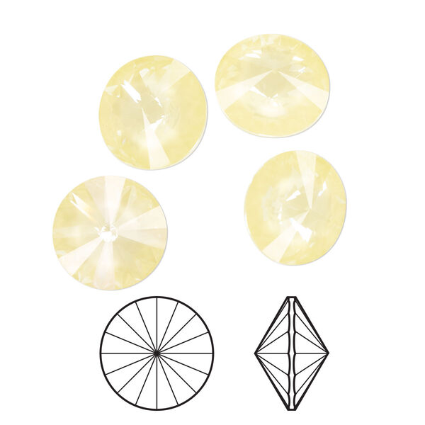 Chaton 4pk crystal soft yellow ignite, Crystal Passions® 12mm rivoli 1122 image number 0