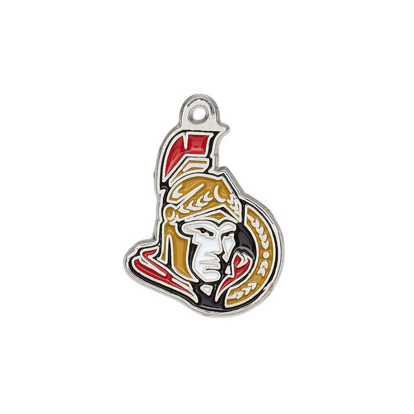 Charm, enamel and chrome-finished "pewter" (zinc-based alloy), multicolored, 21x17mm single-sided NHL® Ottawa Senators. Sold individually. image number 0