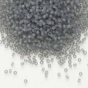Seed bead, Delica®, glass, pkg/50g, #11 round, translucent matte grey (DB-0749).