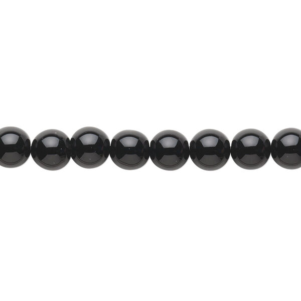 Bead, black agate (dyed), 5-7mm round, C grade. Sold per 15-inch strand. image number 0