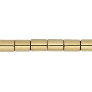 Hemalyke&trade; 1pkg1, gold-plated round tube bead 15.5-16 inch 8x6mm