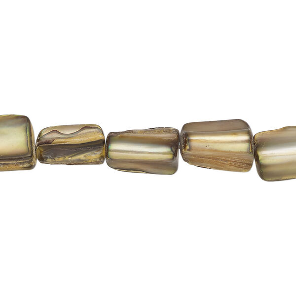 Mother-of-pearl shell 1pkg1, stick bead 15 inch golden brown 9x7mm-12x9mm image number 0