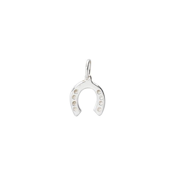 Charm, sterling silver, 9.5x7.5mm single-sided horseshoe. Sold per pkg of 4. image number 0
