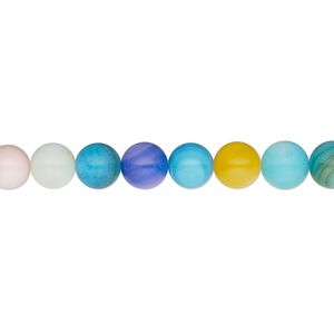 Bead, freshwater pearl shell (dyed), mixed colors, 6mm round, Mohs hardness 3-1/2. Sold per 15-1/2" to 16" strand.