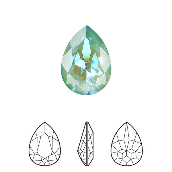 Fancy stone 6pk crystal silky sage DeLite, Crystal Passions® 18x13mm pear 4320 image number 0