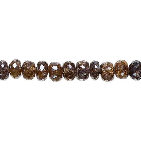 Amber-green tourmaline 1pkg1, hand-cut metallic faceted rondelle bead 8 inch 5x3mm-7x5mm image number 0