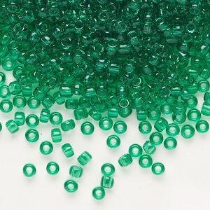Seed bead, Dyna-Mites™, glass, transparent jade green, #8 round. Sold per 1/2 kilogram pkg.