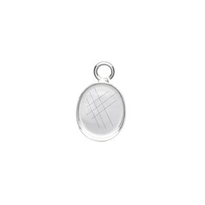 Drop, fine silver, 12x10mm oval bezel cup setting with open loop. Sold per pkg of 2.