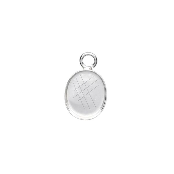 Drop, fine silver, 12x10mm oval bezel cup setting with open loop. Sold per pkg of 2. image number 0