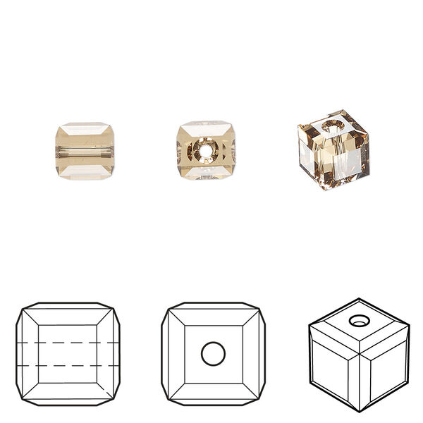 Bead 6pk light Colorado topaz, Crystal Passions® 6mm cube 5601 image number 0