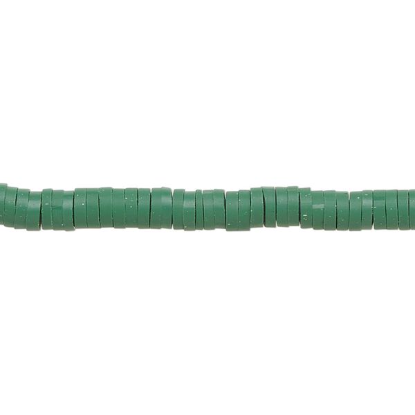 Bead, polymer clay, opaque dark green, 4x1mm heishi. Sold per pkg of (2) 15-1/2" to 16" strands. image number 0