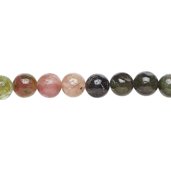 Multi-tourmaline 1pkg1, hand-cut round bead natural 15 inch 6-7mm image number 0