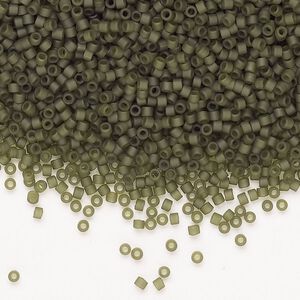 Seed bead, Miyuki Delica®, glass, pkg/7.5g, #11 round, opaque matte glazed luster forrest green.