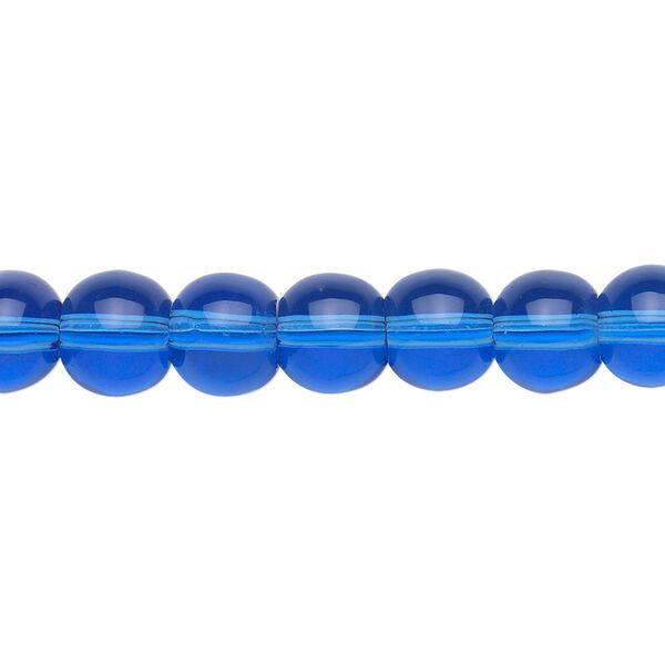 Bead, glass, blue, 8mm round. Sold per 36-inch strand. image number 0